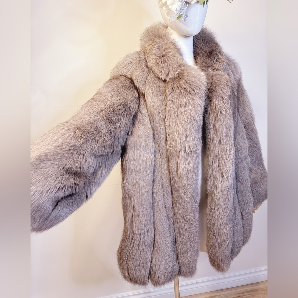 Vintage Cocoa + Grey SAGA Fox Fur Jacket (Japan) - Picture 4 of 12
